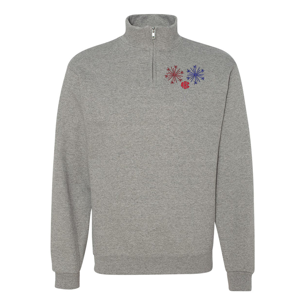 Monogrammed Sparklers Quarter Zip Sweatshirt
