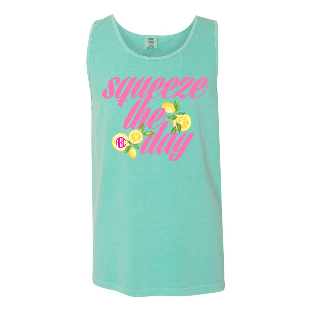 Monogrammed 'Squeeze The Day' Comfort Colors Tank Top