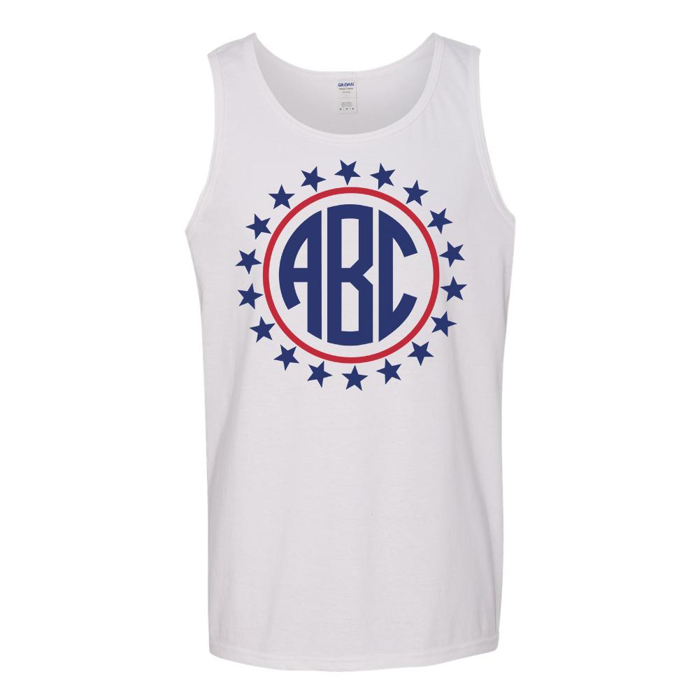 Monogrammed Stars Patriotic Tank Top Fourth of July