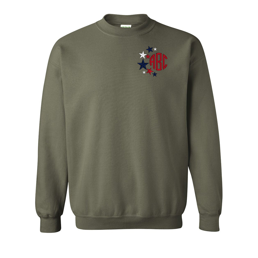 Monogrammed Patriotic Stars Crewneck Sweatshirt