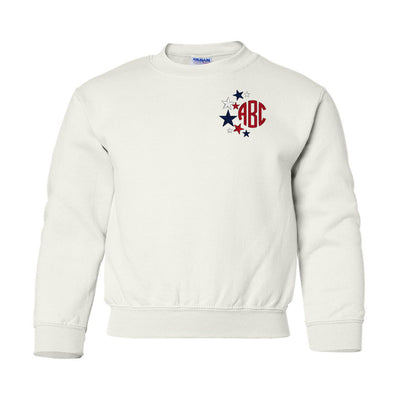 Kids Monogrammed Patriotic Stars Crewneck Sweatshirt