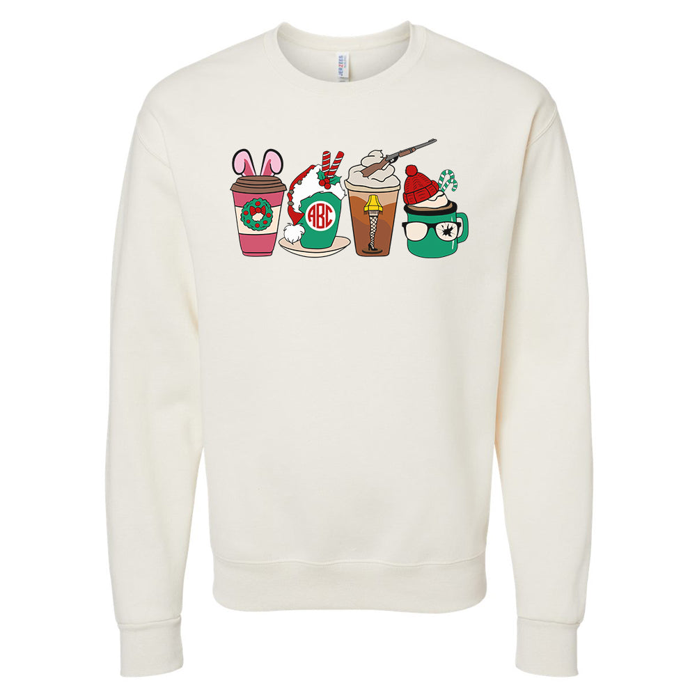 Monogrammed 'A Christmas Story Movie Cups' Crewneck Sweatshirt