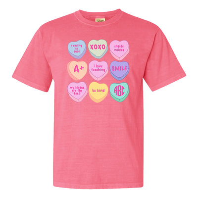 Monogrammed 'Teacher Candy Hearts' T-Shirt
