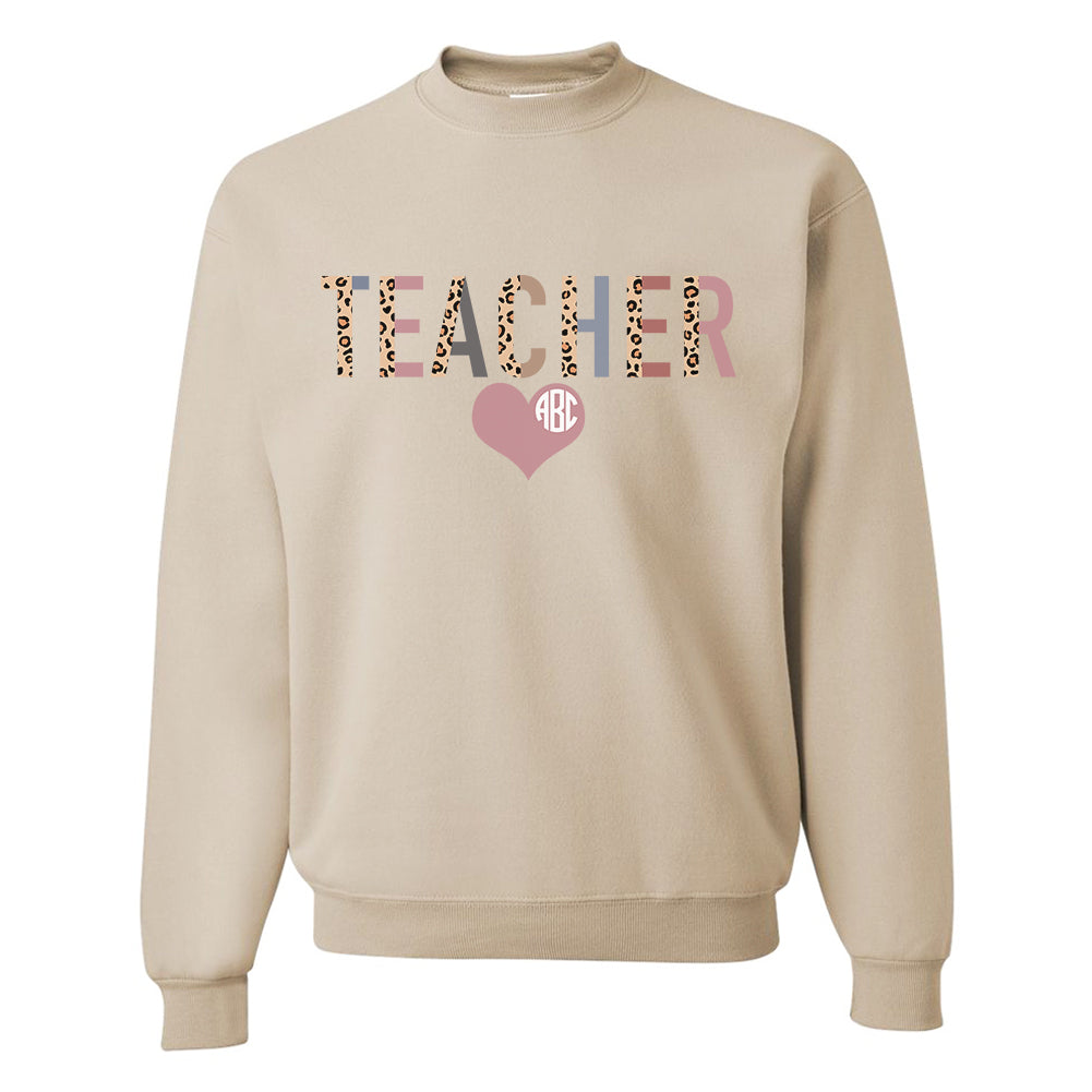 Monogrammed 'Leopard Teacher' Crewneck Sweatshirt