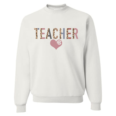 Monogrammed 'Leopard Teacher' Crewneck Sweatshirt