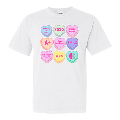 Monogrammed 'Teacher Candy Hearts' T-Shirt
