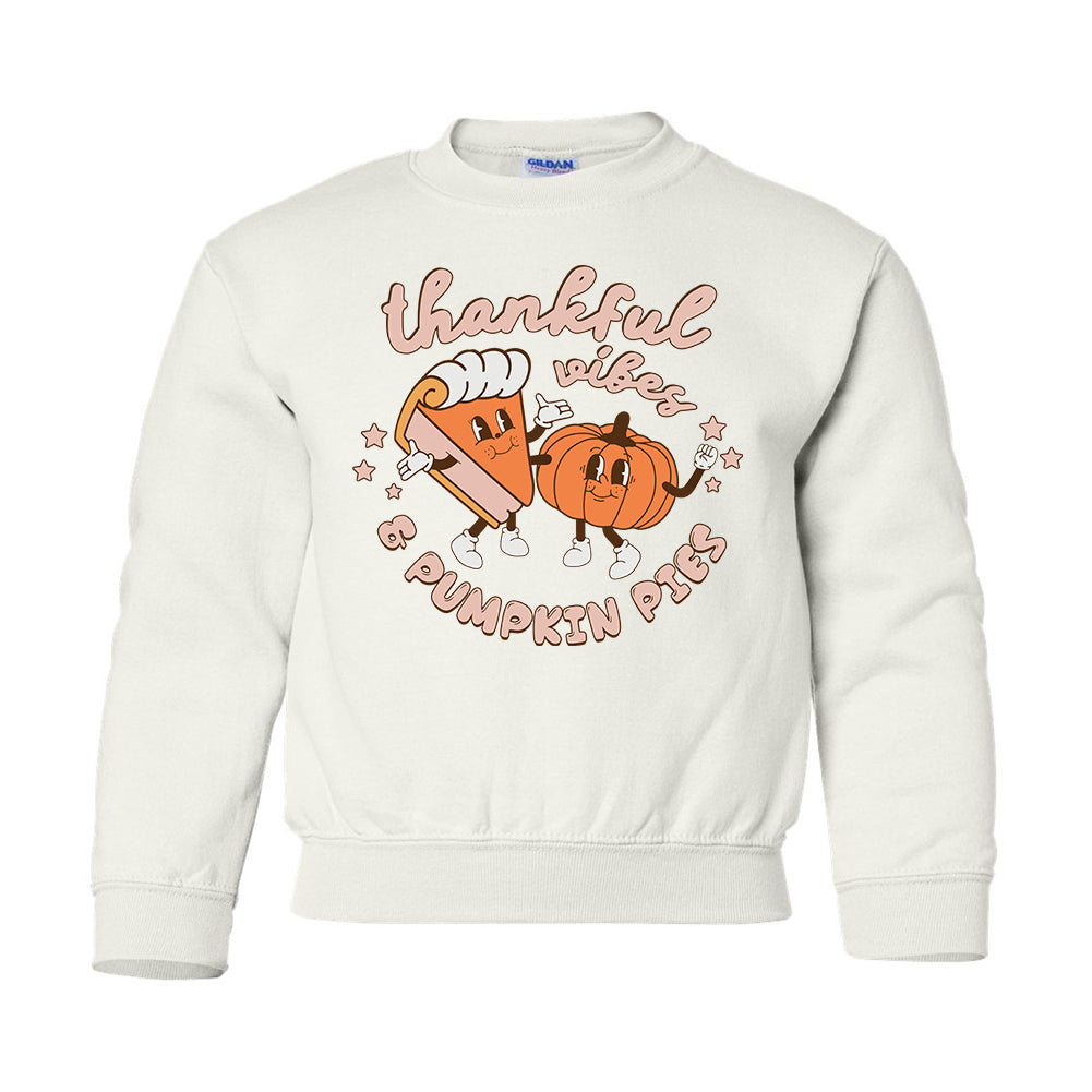 Kids 'Thankful Vibes & Pumpkin Pies' Crewneck Sweatshirt