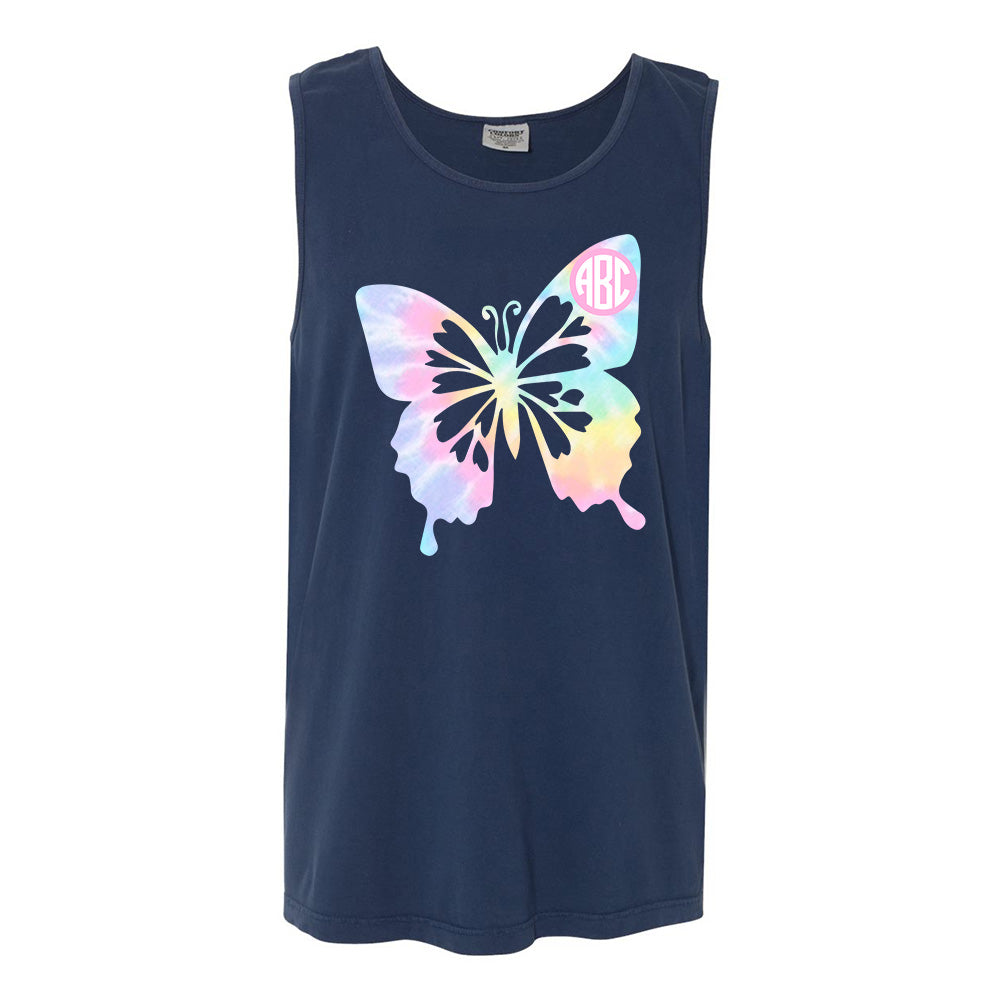 Monogrammed 'Tie Dye Butterfly' Comfort Colors Tank Top