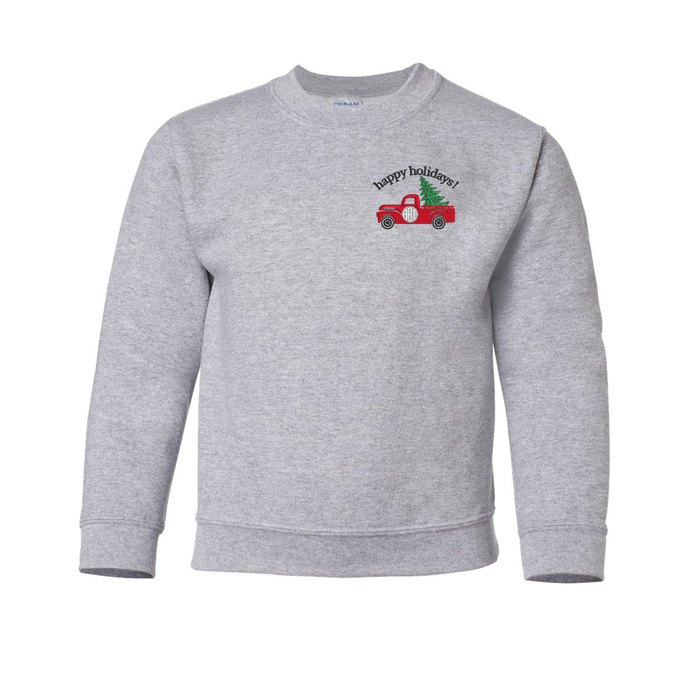 Kids Monogrammed 'Holiday Truck' Crewneck Sweatshirt