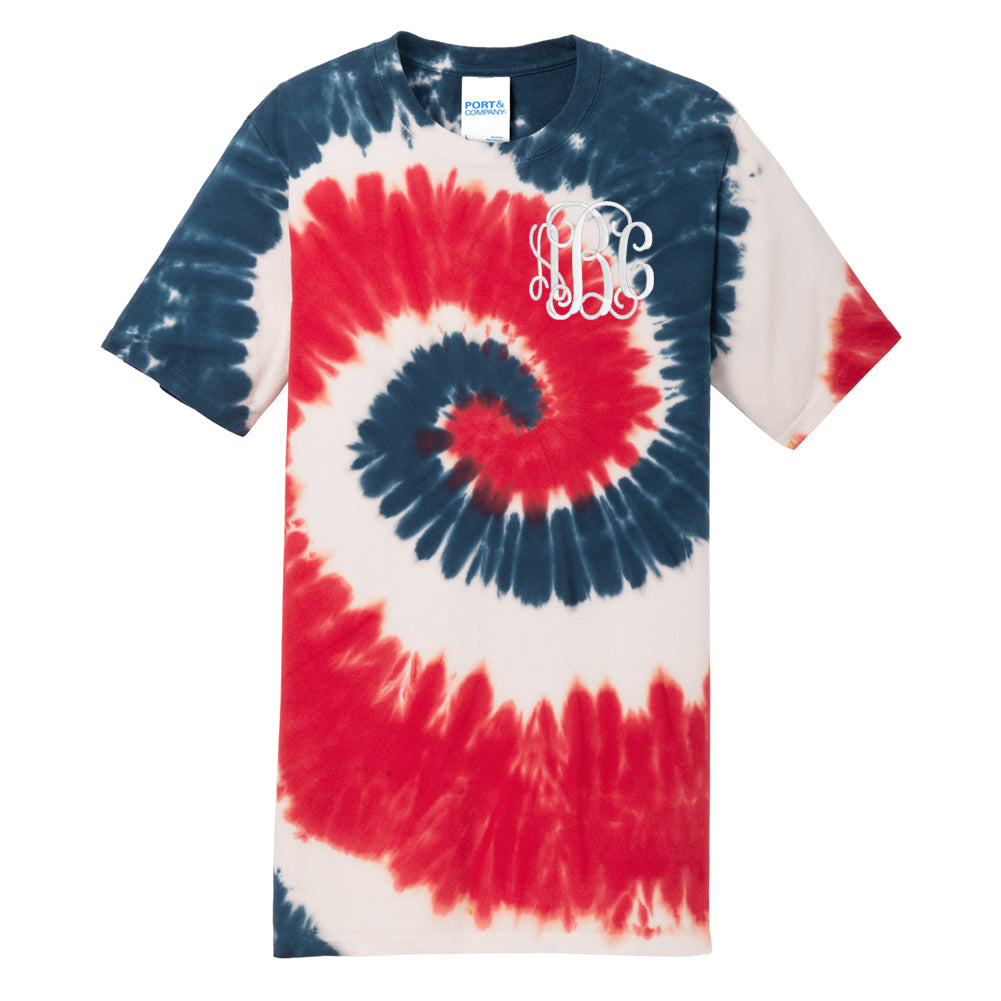 Monogrammed USA Patriotic Tie Dye T-Shirt