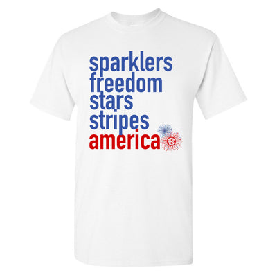 Monogrammed Sparklers America 4th of July T-Shirt