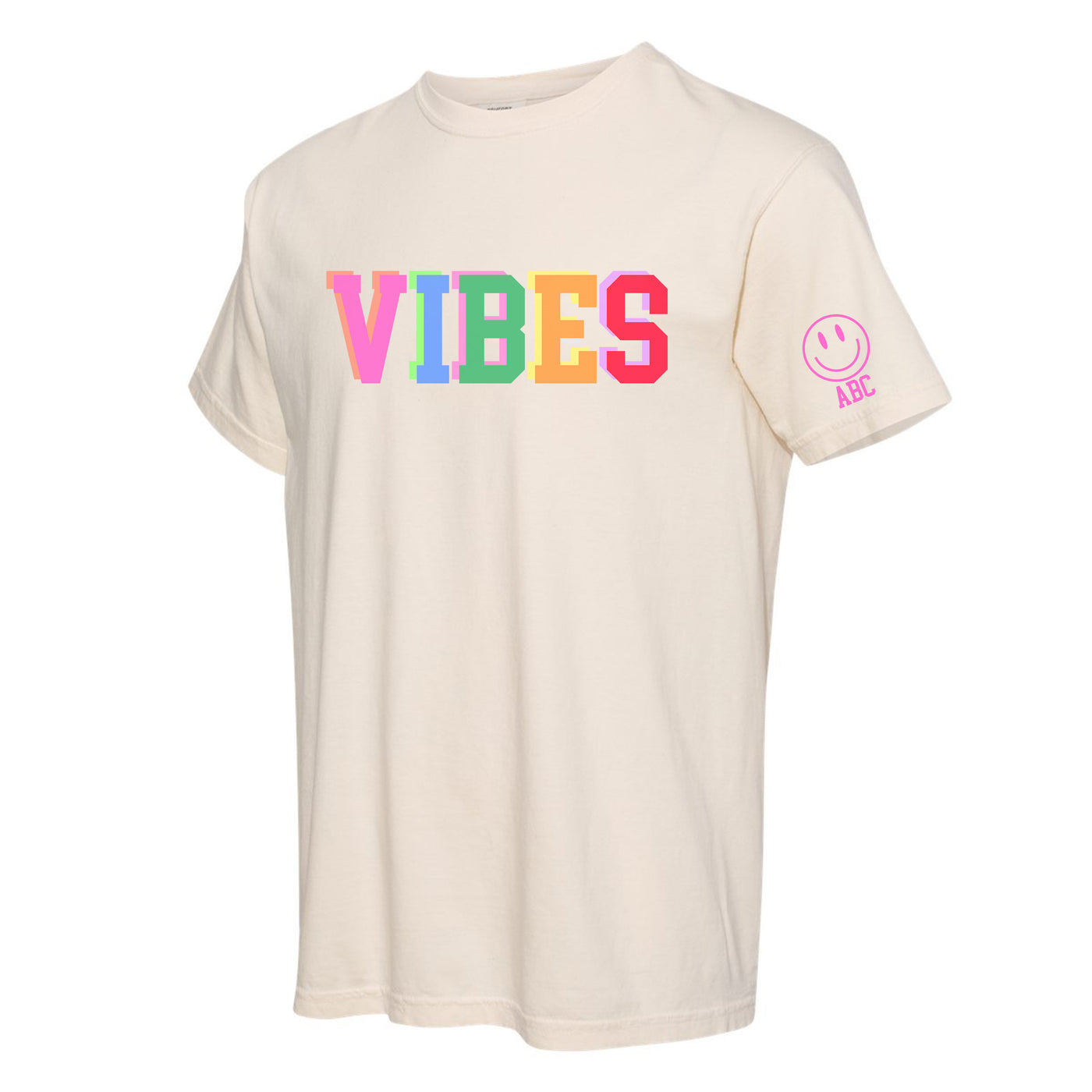 Initialed Colorful Block 'Vibes' Tee
