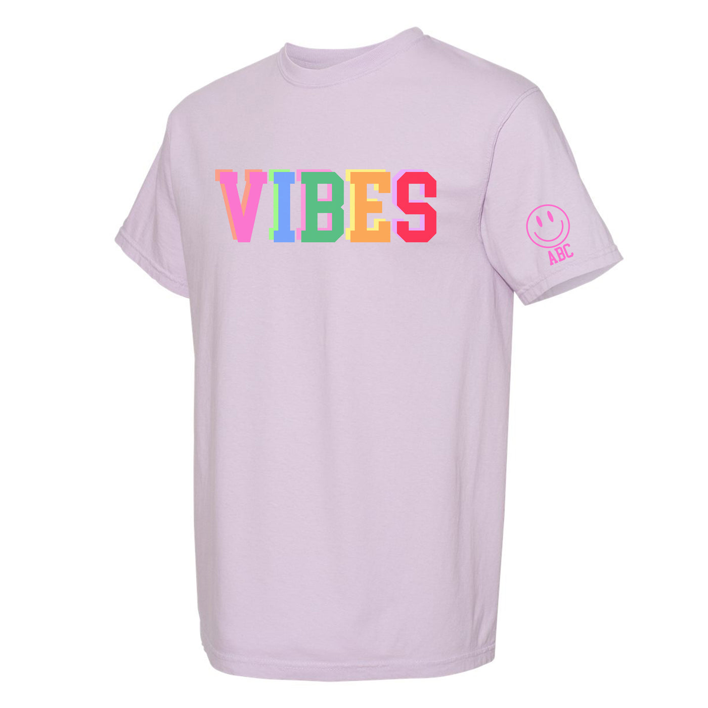 Initialed Colorful Block 'Vibes' Tee