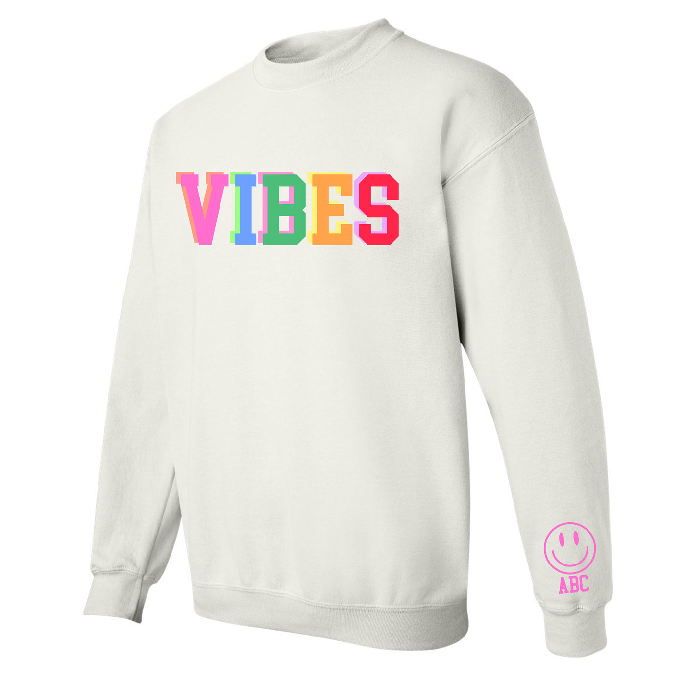 Initialed Colorful Block 'Vibes' Crewneck Sweatshirt