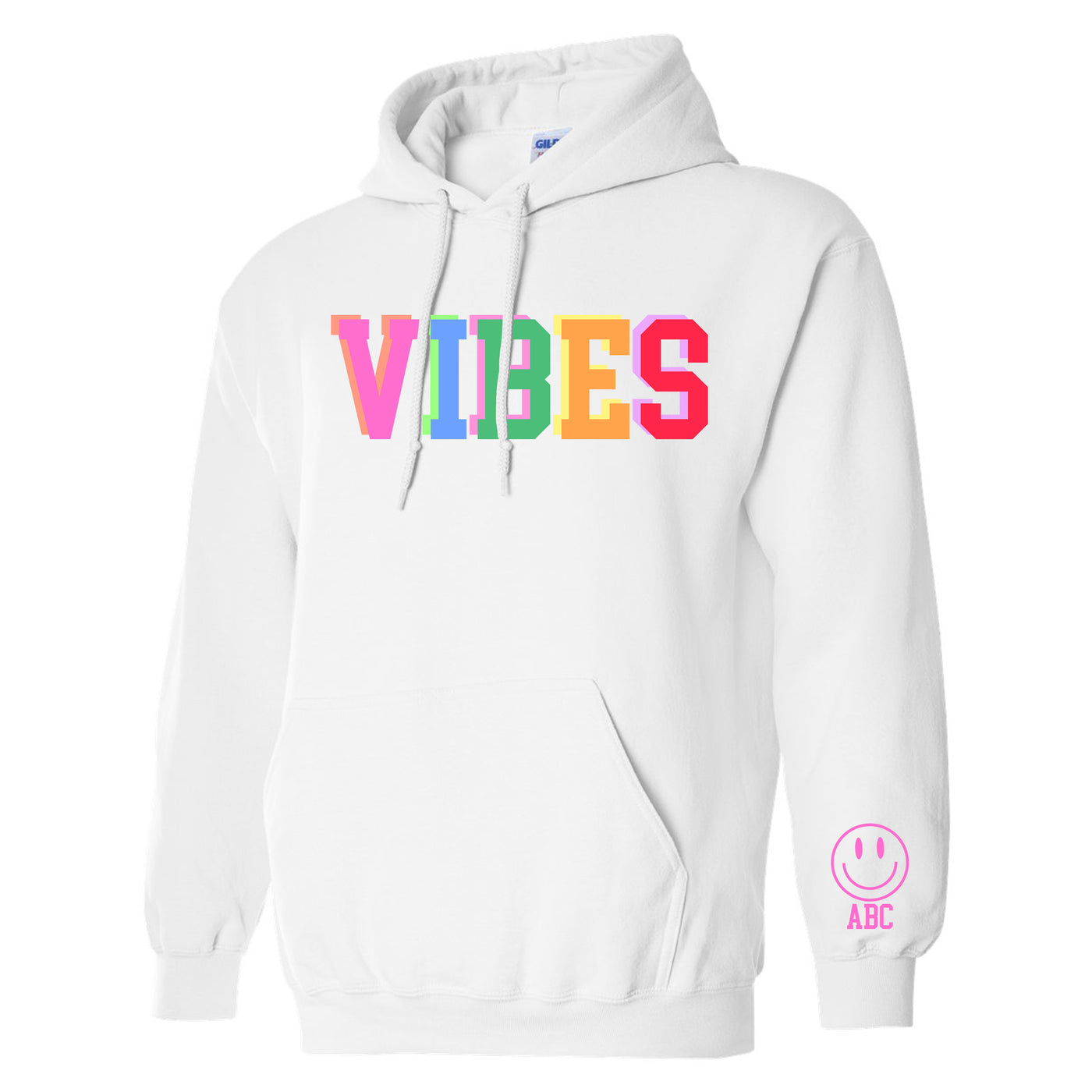 Initialed Colorful Block 'Vibes' Hoodie