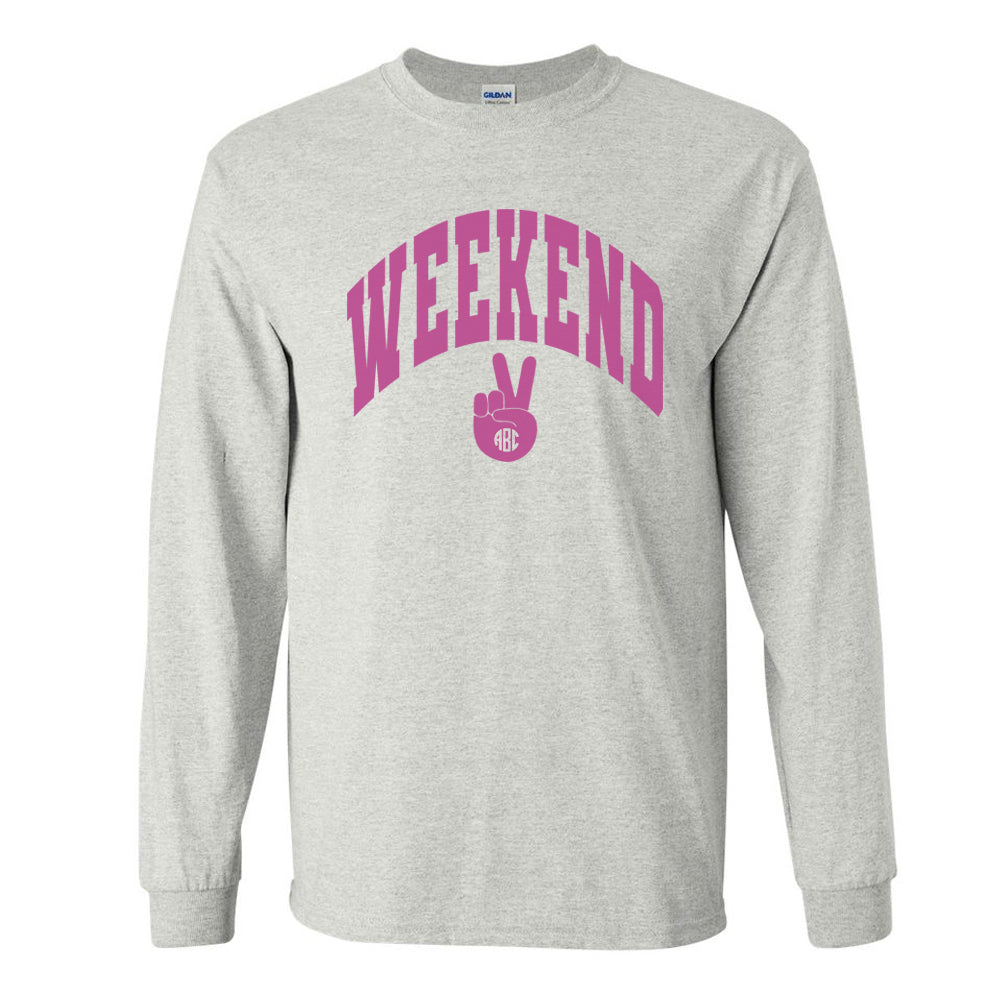Monogrammed 'Weekend' Basic Long Sleeve T-Shirt