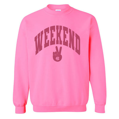 Monogrammed 'Weekend' Neon Crewneck Sweatshirt