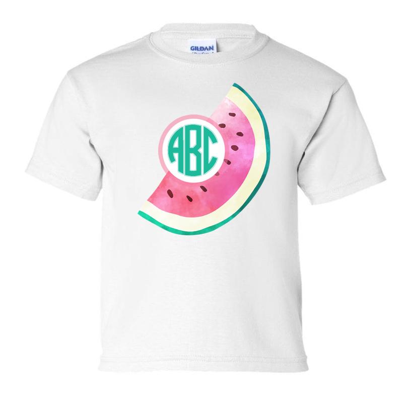 Kids Monogram Shirt- Youth Cute Watermelon