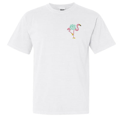 Monogrammed Flamingo Tee Embroidered Comfort Colors