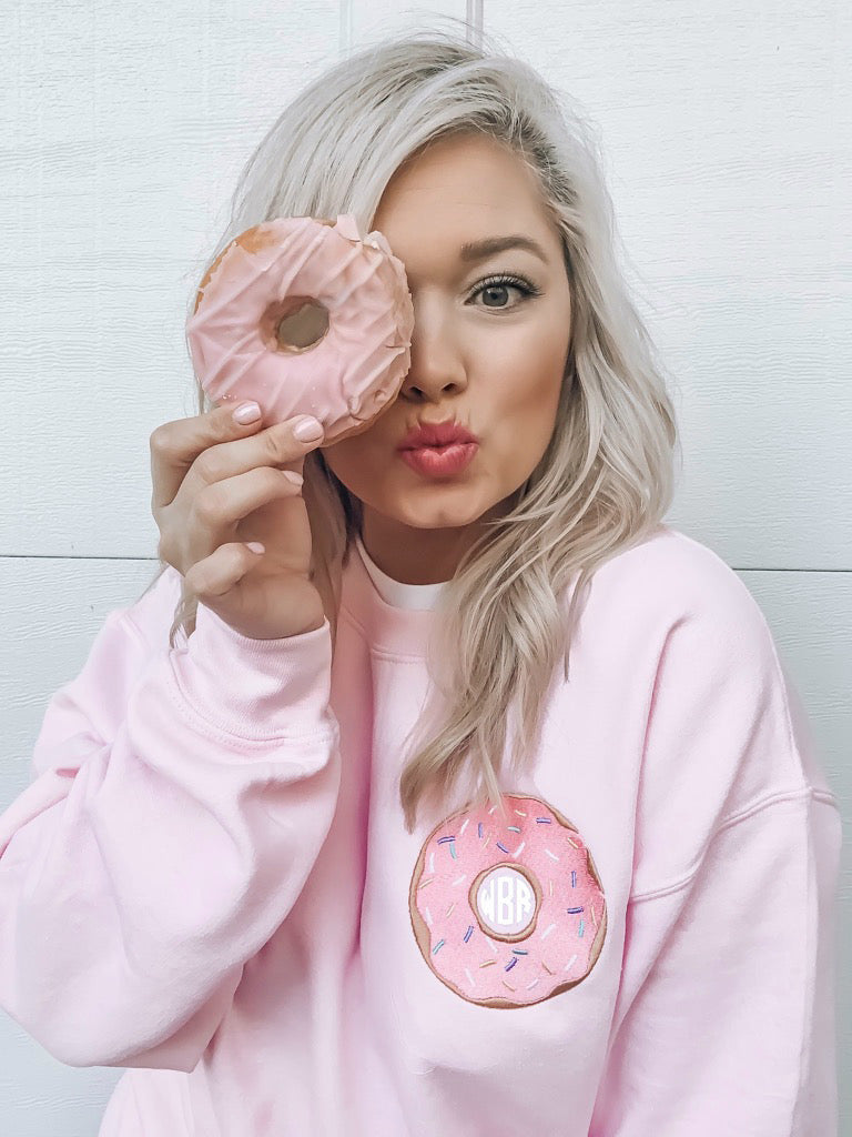 Whitney United Monograms Blogger Influencer- Donut Pink Sweatshirt