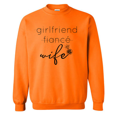 Monogrammed 'Wife' Neon Crewneck Sweatshirt