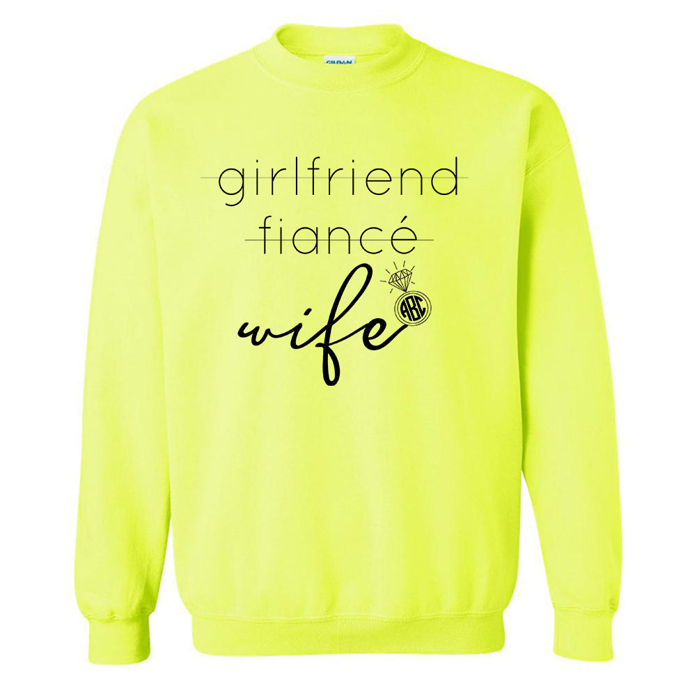 Monogrammed 'Wife' Neon Crewneck Sweatshirt