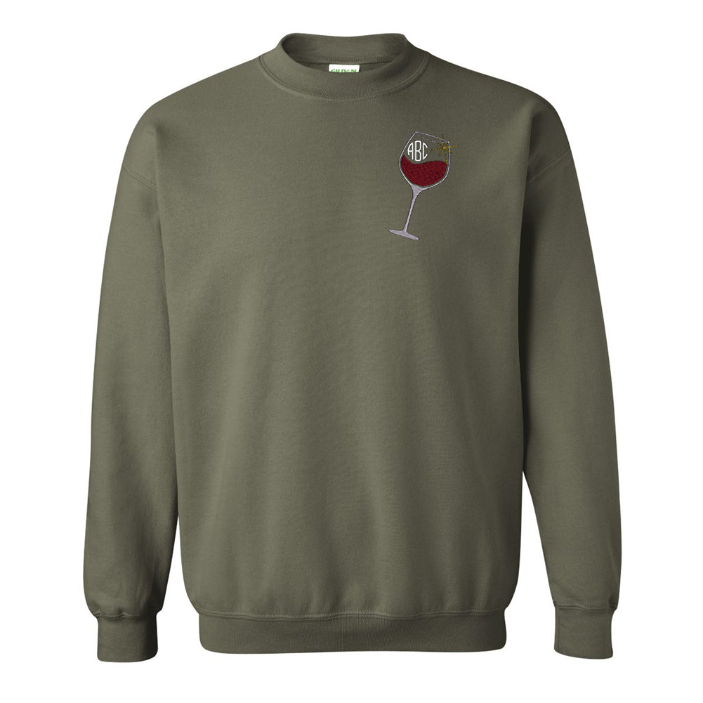 Monogrammed Wine Glass Crewneck Sweatshirt