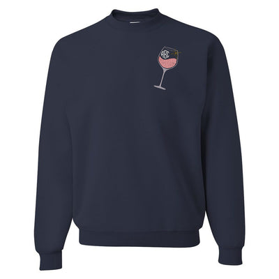 Monogrammed Wine Glass Crewneck Sweatshirt