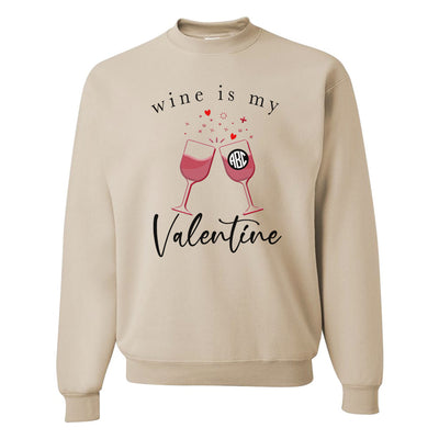 Monogrammed 'Wine Is My Valentine' Crewneck Sweatshirt