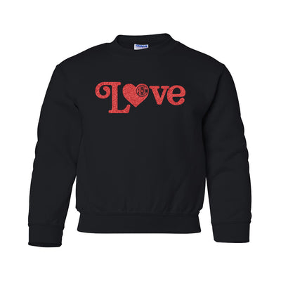 Kids Monogrammed Glitter 'Love' Crewneck Sweatshirt