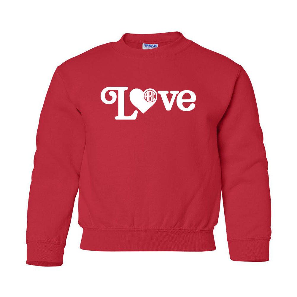 Kids Monogrammed Glitter 'Love' Crewneck Sweatshirt