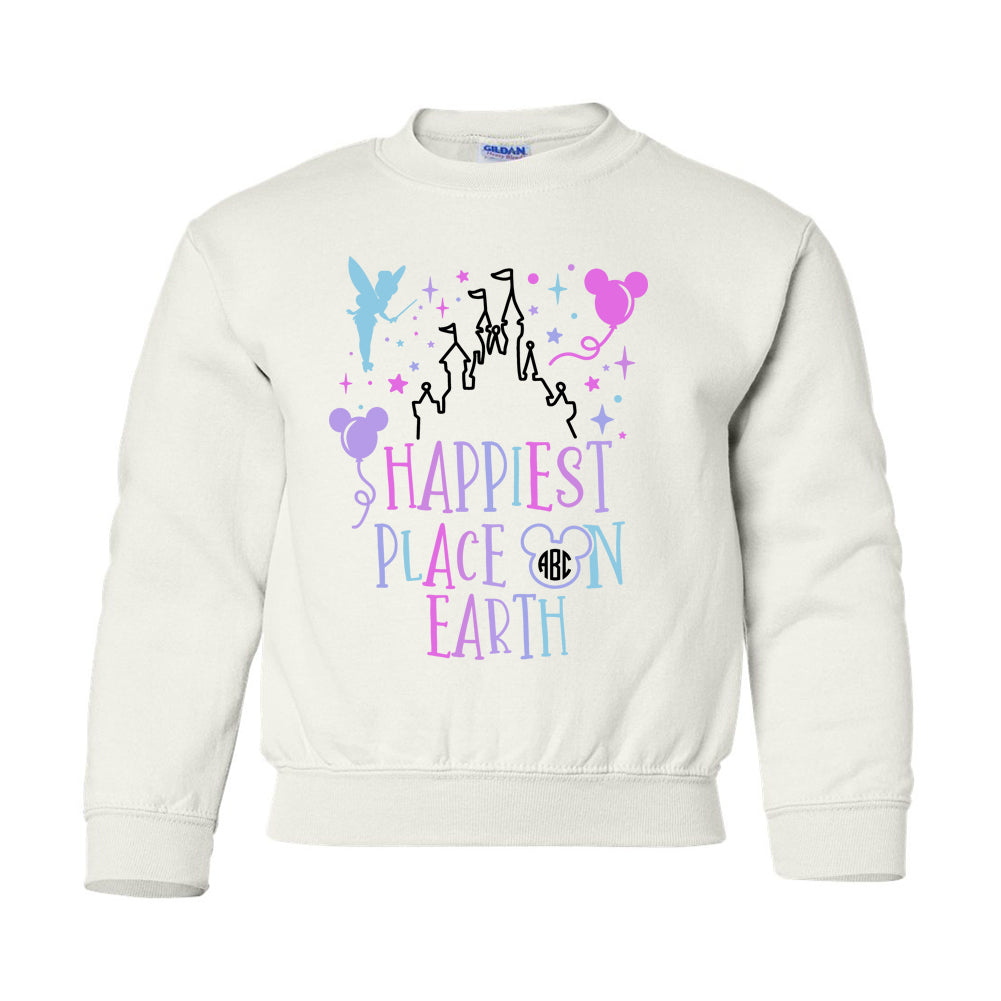 Kids Monogrammed 'Happiest Place on Earth' Crewneck Sweatshirt