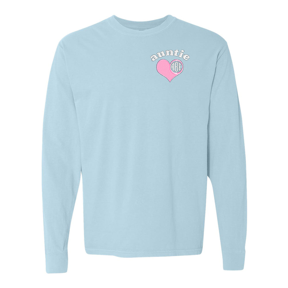 Monogrammed Auntie Comfort Colors Long Sleeve T-Shirt