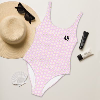 Initialed 'Daisy Pattern' One-Piece Swimsuit