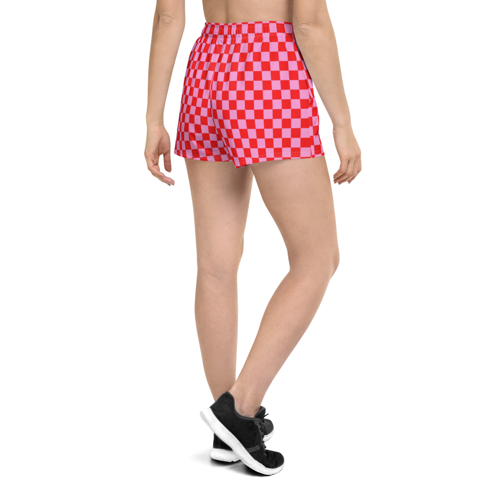 'Pink Check' Women’s Athletic Shorts