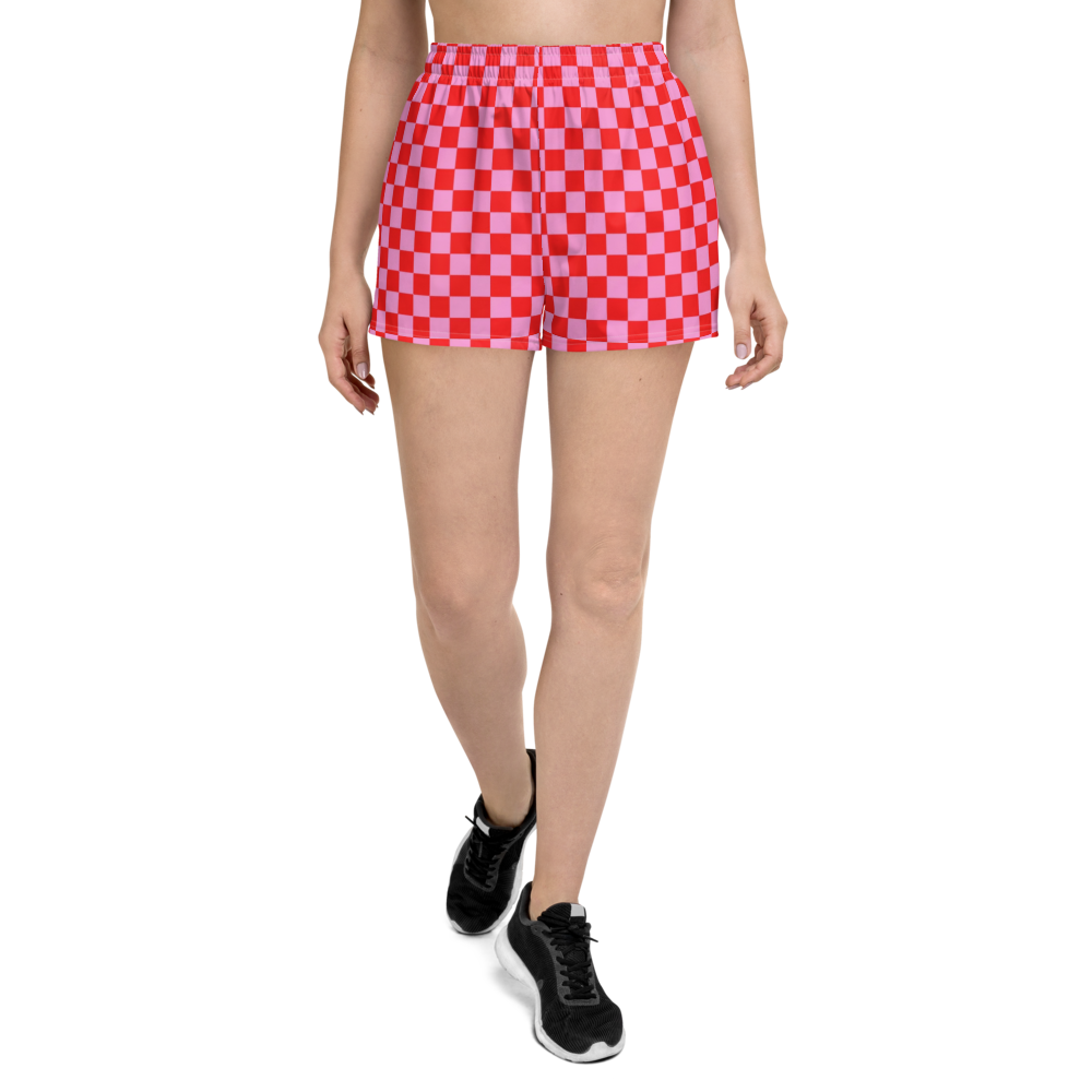 'Pink Check' Women’s Athletic Shorts