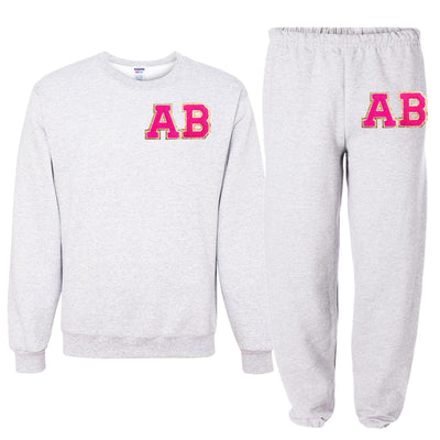 Initialed Letter Patch Sweat Set