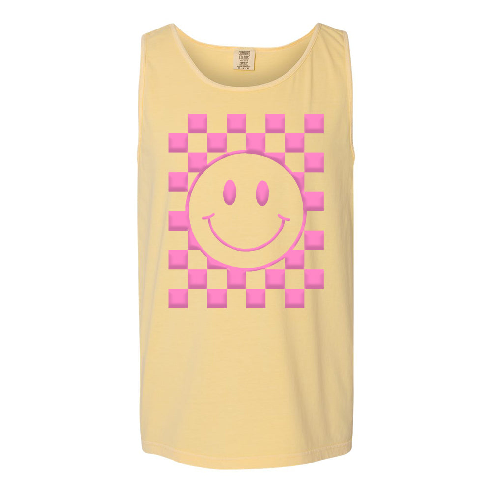 'Smiley Check' Puff Design Tank Top