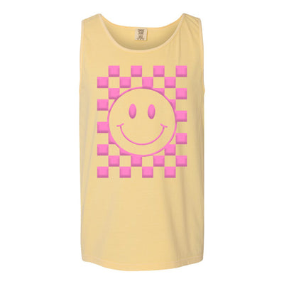 'Smiley Check' Puff Design Tank Top