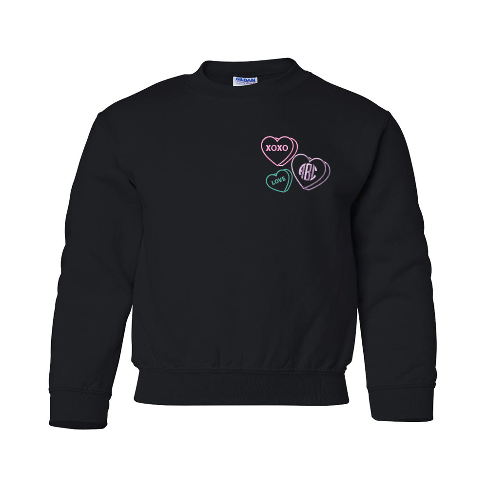 Kids Monogrammed 'Valentine Hearts' Crewneck Sweatshirt