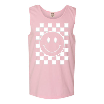 'Smiley Check' Puff Design Tank Top