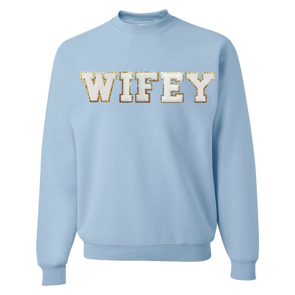 Wifey/Bride Letter Patch Crewneck Sweatshirt