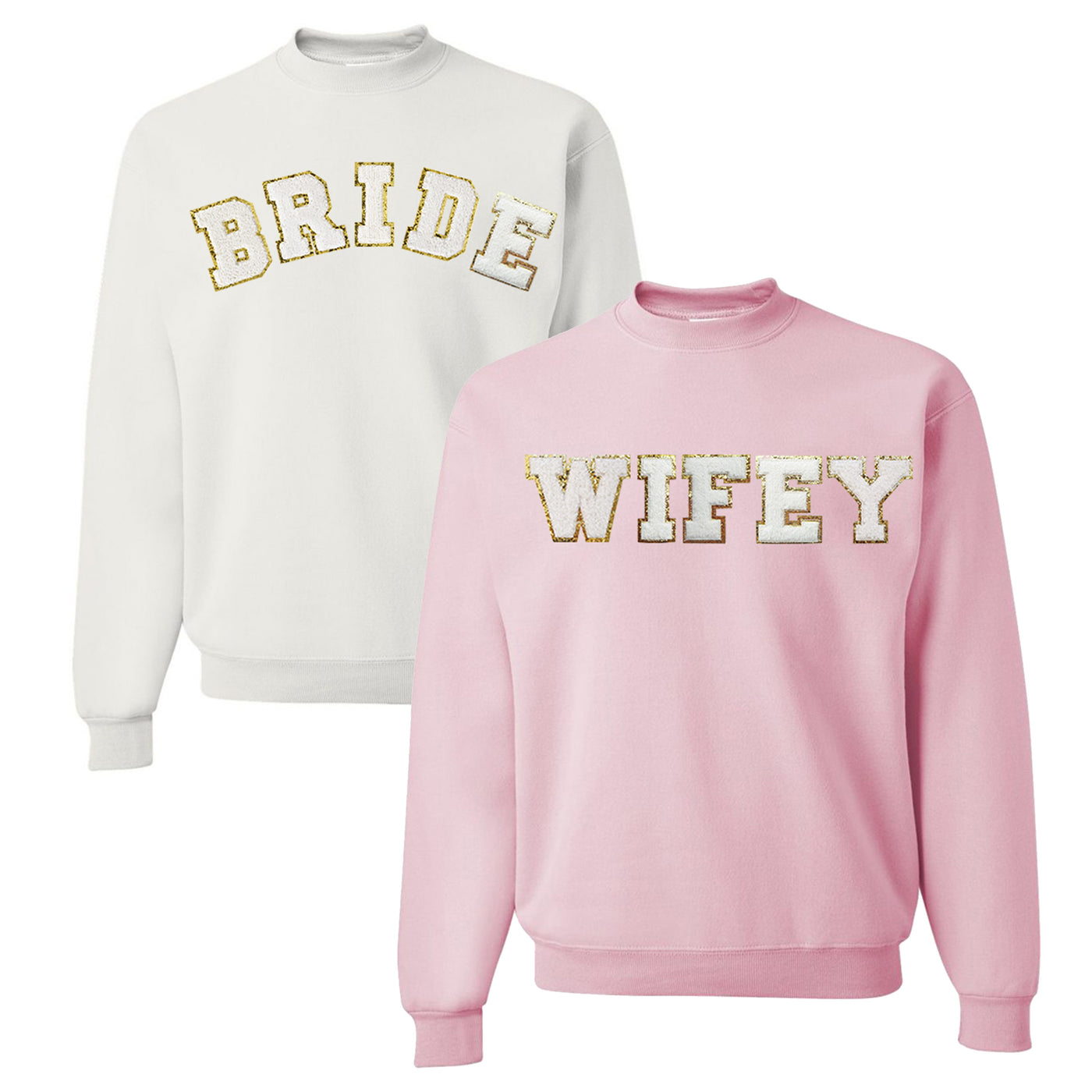 Wifey/Bride Letter Patch Crewneck Sweatshirt