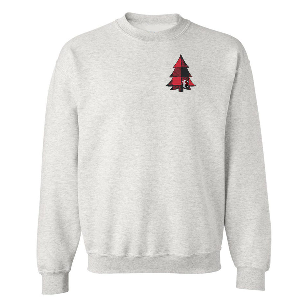 Monogrammed Buffalo Check Christmas Tree Crewneck Sweatshirt
