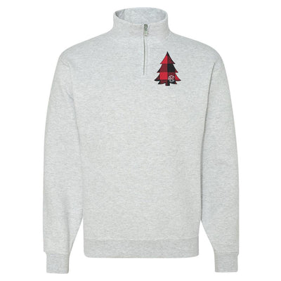 Monogrammed Buffalo Check Christmas Tree Quarter Zip Sweatshirt
