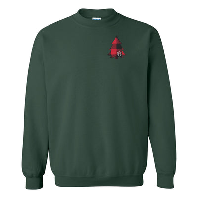 Monogrammed Buffalo Check Christmas Tree Crewneck Sweatshirt