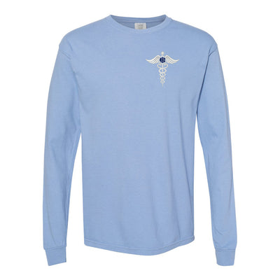 Monogrammed Caduceus Comfort Colors Long Sleeve T-Shirt