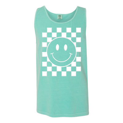 'Smiley Check' Puff Design Tank Top