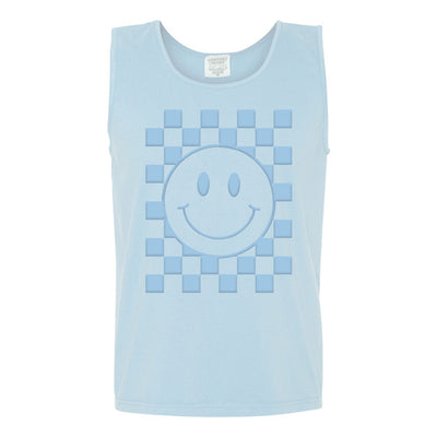 'Smiley Check' Puff Design Tank Top