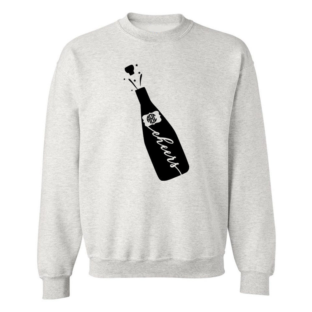 Champagne Sweatshirt with Personalized Monogram Ash Grey